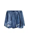 Diesel Draped Denim Mini Skirt With Raw Edges In Blue