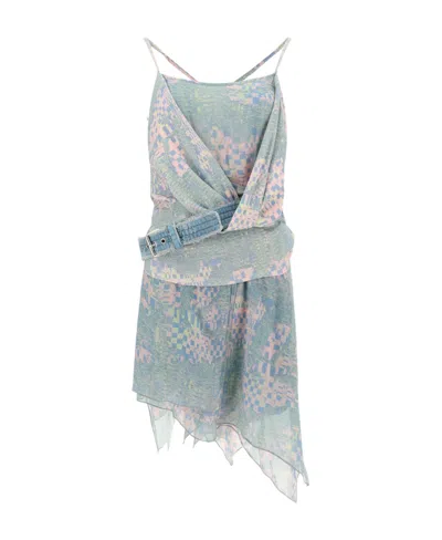Diesel Draped-detail Asymmetrical Dress In Gray