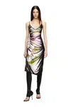 Diesel Draped Midi Dress With Bandana Print In Multicolor