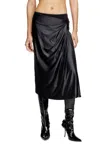 Diesel Draped Midi Skirt With Chintz Finish In Black