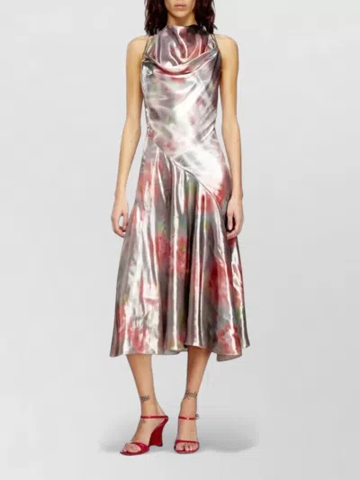 Diesel Draped Neckline Halter Neck Sleeveless Midi Dress In Multi