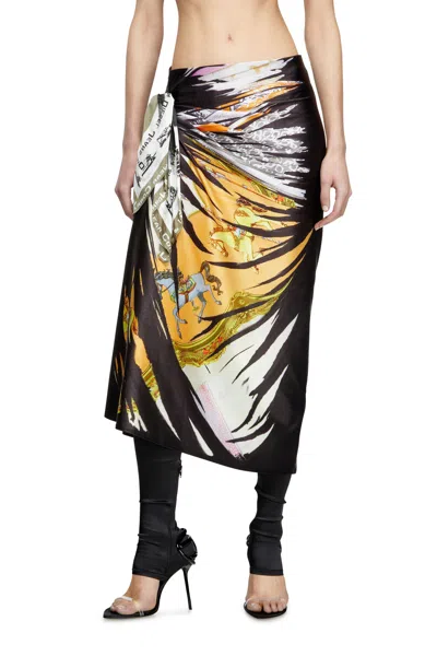 Diesel Draped Skirt With Bandana Print In Multicolor