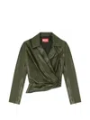 Diesel Draped Wrap-effect Jacket In Green