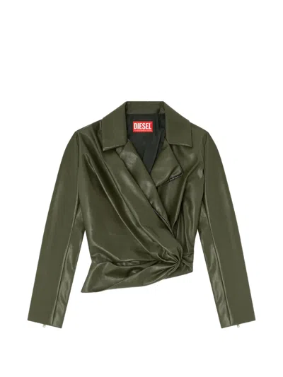 Diesel Draped Wrap-effect Jacket In Green