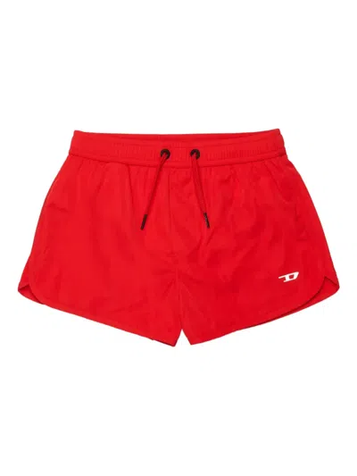 Diesel Kids' Drawstring Back-pocket Swim Shorts In Red