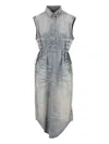 Diesel Drawstring Denim Midi Dress In Blue