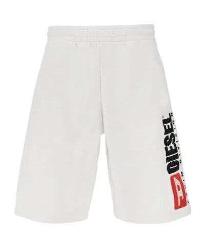 Diesel Drawstring Elastic Waist Shorts In White