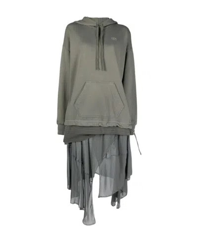 Diesel Drawstring Hooded Dress In Green