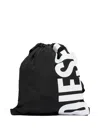 Diesel Drawstring Logo-detail Backpack In Black