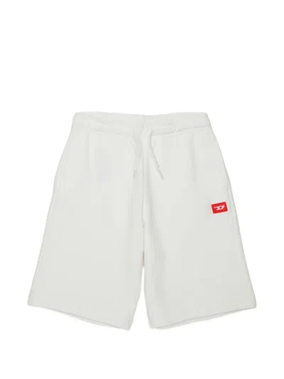 Diesel Kids' Drawstring Logo-patch Casual Shorts In White