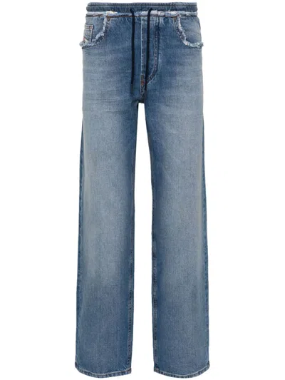 Diesel Drawstring Mid-rise Straight Jeans In Blue
