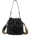 Diesel Drawstring Pocket Shoulder Bag In Black