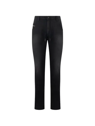 Diesel Drawstring Straight-leg Jeans In Black