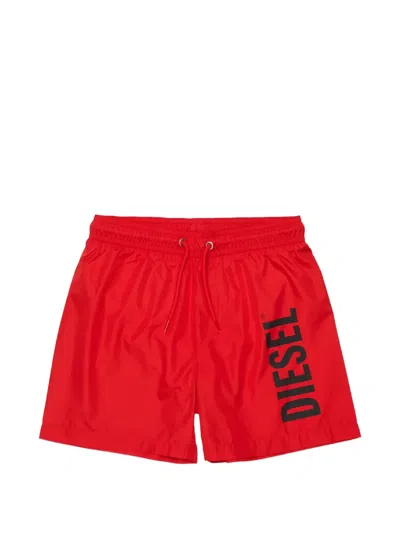 Diesel Kids' Drawstring Swim Shorts In Red