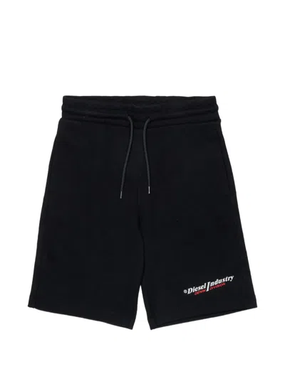 Diesel Kids' Drawstring Track Shorts In Black
