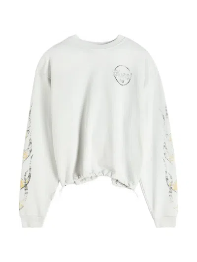 Diesel Drawstring-hem Sweatshirt With Crack Print In White