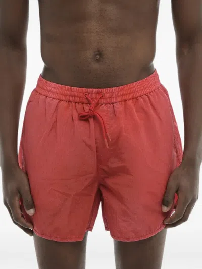 Diesel Drawstring-waist Logo-patch Swim Trunks In Purple