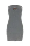 Diesel Women Grey Stretch Cotton Blend Mini Dress