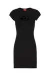 Diesel Women Abito Corto Con Dettaglio Oval D Cut Out In Cotone Stretch Nero Donna
