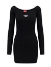 Diesel Black U Neck Dress With D-logo In Black