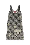Diesel Women Multicolor Cotton Blend Mini Dress In Gray
