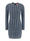Diesel Women Light Blue Houndstooth Denim M-halma Minidress In Blue