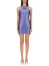 Diesel M-caddix Viscose Blend Dress With Frontal Logo In Blue