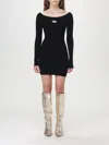 Diesel Black U Neck Dress With D-logo In Schwarz