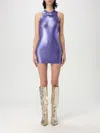 Diesel M-caddix Viscose Blend Dress With Frontal Logo In Blue
