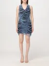 Diesel Short Dress In Destroyed Indigo Knit In Blue