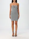 Diesel Women Grey Stretch Cotton Blend Mini Dress In Grau