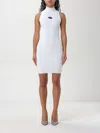Diesel D-logo High-neck Ribbed Dress In Weiss
