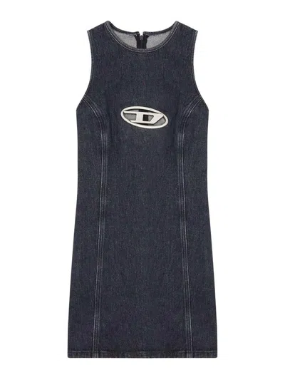 Diesel De-ferriz Logo Mini Dress In Black