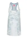 Diesel Mini Abito In Denim Stampato Donna In Blue