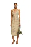 Diesel Dress In Overdyed Floating-thread Denim In Brown
