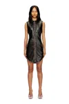 Diesel Dress In Treated Technical Fabric In Black