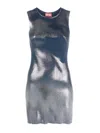 Diesel Woman Mini Dress Blue Size L Cotton In Multicolour