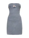 Diesel Ribbed Cotton Blend Strapless Mini Dress In White