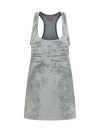 Diesel Mini Abito In Denim Stampato Donna In Denim