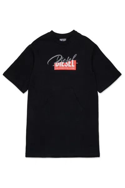 Diesel Kids' Dress With Logo In Black