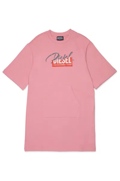 Diesel Kids' Dress With Logo In Pink
