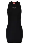 Diesel M-caddix Black Dress With Oval D Logo Plaque On The Front In Viscose Blend Woman In Black