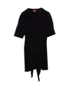 Diesel T-shirt Dress With Tie Front In Black