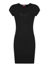 Diesel Abito Corto Con Dettaglio Oval D Cut Out In Cotone Stretch Nero Donna In Black
