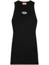 Diesel M-caddix Black Dress With Oval D Logo Plaque On The Front In Viscose Blend Woman In Black