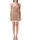 Diesel 'm-calimera' Beige Dress With Insert Design And Second Skin Effect In Multi