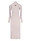 Diesel Midi Dress In Ribbed Knit In Beige
