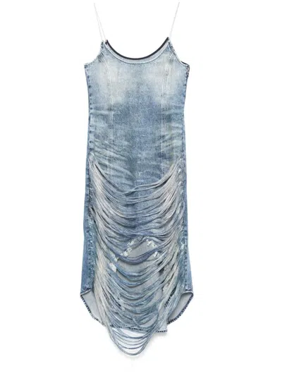 Diesel Fringed Minidress In Blue
