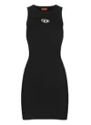 Diesel Black Ribbed Viscose Dress With Wide Neckline In Black