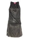 Diesel Short Dress With Metallic Effect In Black